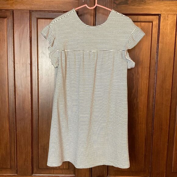 ASOS cotton blend stripes blue white flutter sleeve v- back mini dress size 6 - Picture 1 of 7